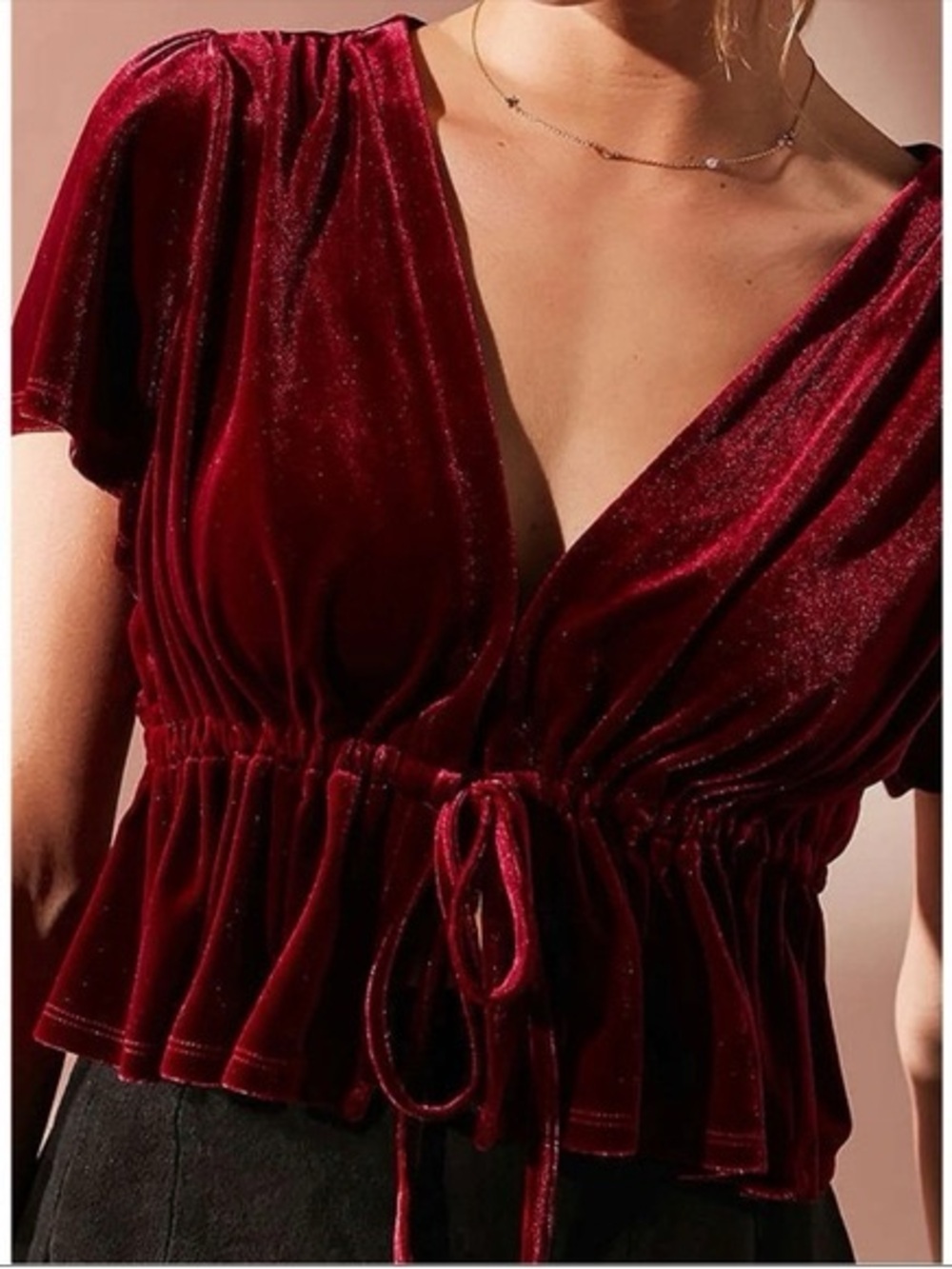 Urban Outfitters V-Neck Velvet Blouse